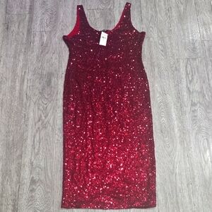 Fashion Nova Red Sequin Sheath Midi Dress Plud Size 3xl